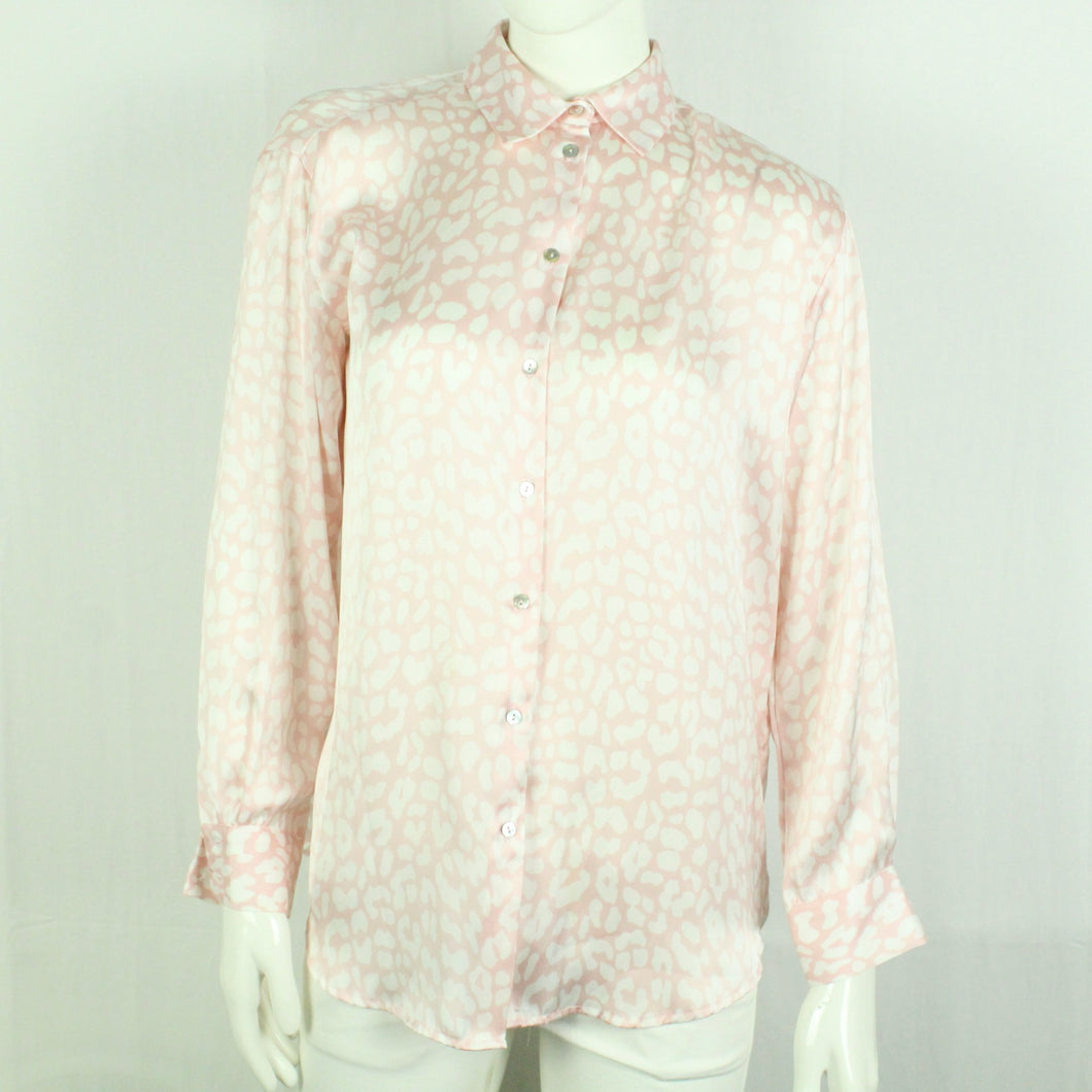 Second Hand ZARA Bluse Gr. M rosa weiß Animal-Print (*)