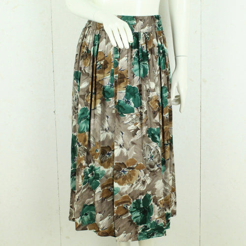 Vintage Midirock Gr. M braun mehrfarbig geblümt High Waist Rock