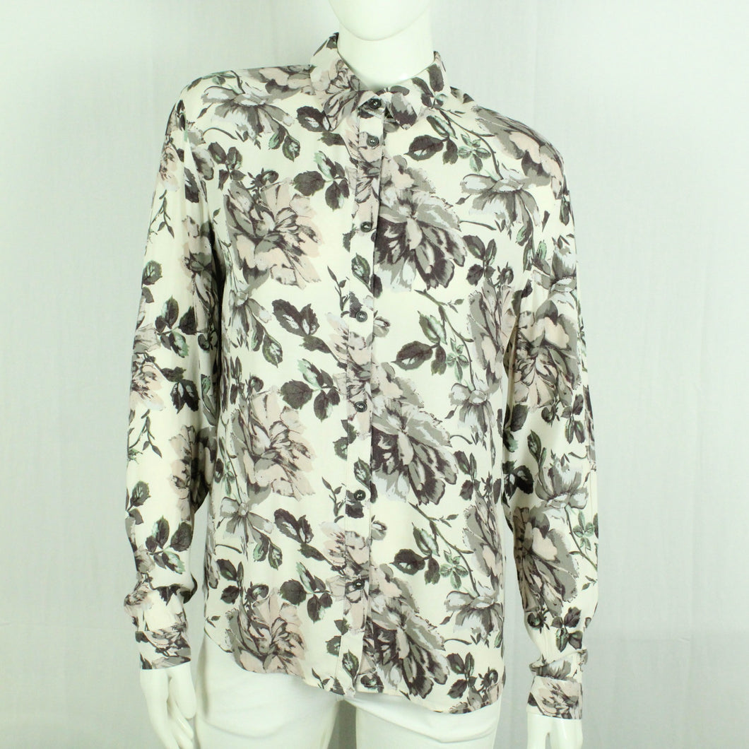 Second Hand GANNI Bluse Gr. S beige mehrfarbig geblümt (*)