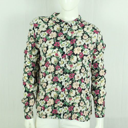 Second Hand GANNI Bluse Gr. L schwarz mehrfarbig geblümt (*)