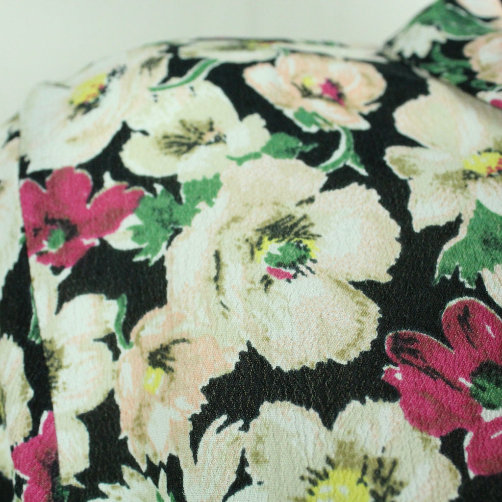 Second Hand GANNI Bluse Gr. L schwarz mehrfarbig geblümt (*)