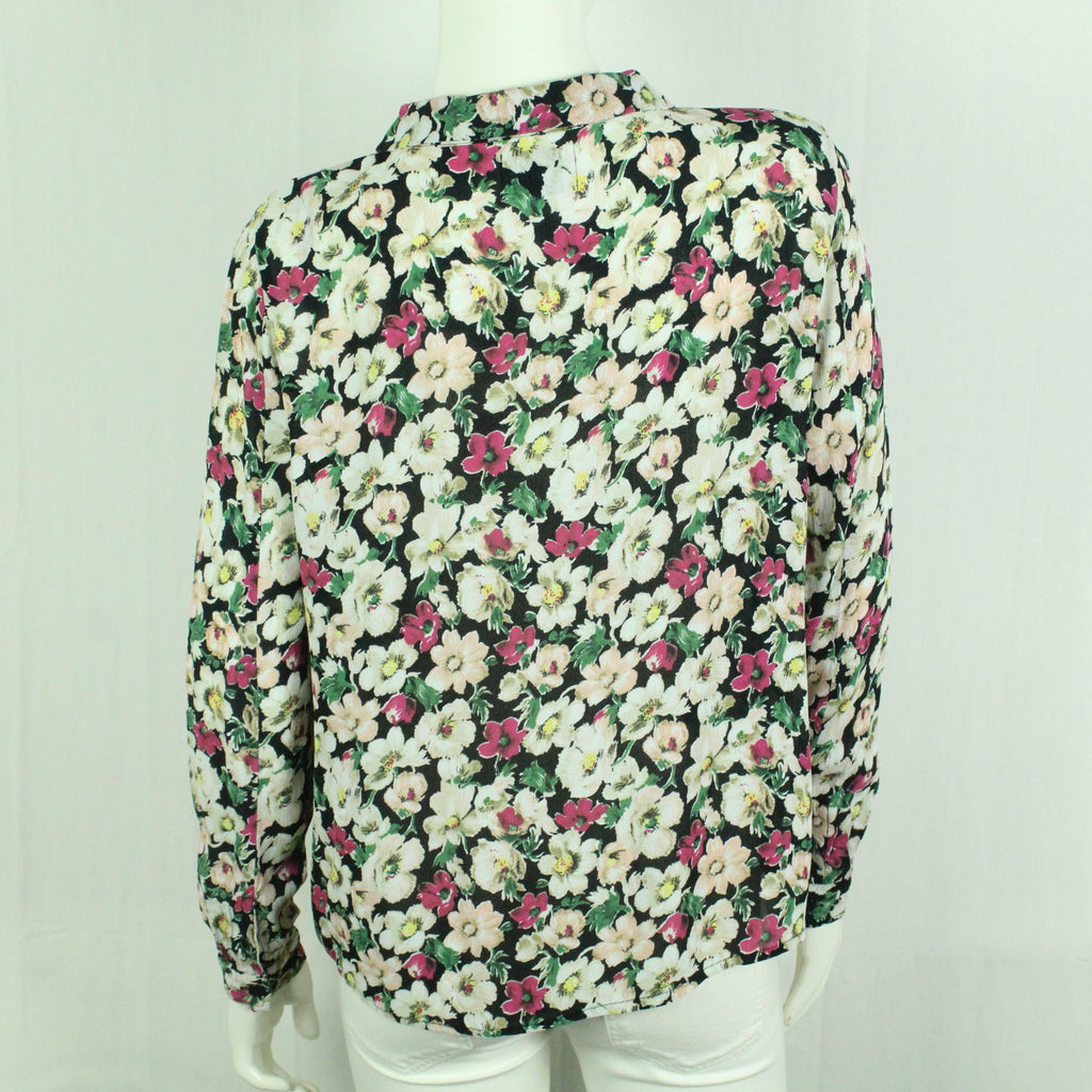 Second Hand GANNI Bluse Gr. L schwarz mehrfarbig geblümt (*)