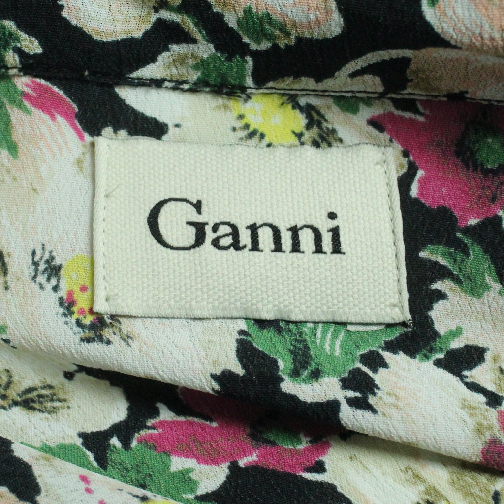 Second Hand GANNI Bluse Gr. L schwarz mehrfarbig geblümt (*)