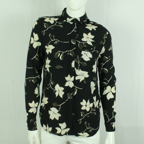 Second Hand GANNI Bluse Gr. S schwarz mehrfarbig geblümt (*)