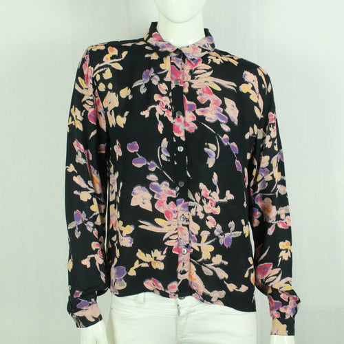 Second Hand GANNI Bluse Gr. M schwarz bunt geblümt (*)