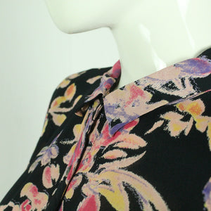 Second Hand GANNI Bluse Gr. M schwarz bunt geblümt (*)
