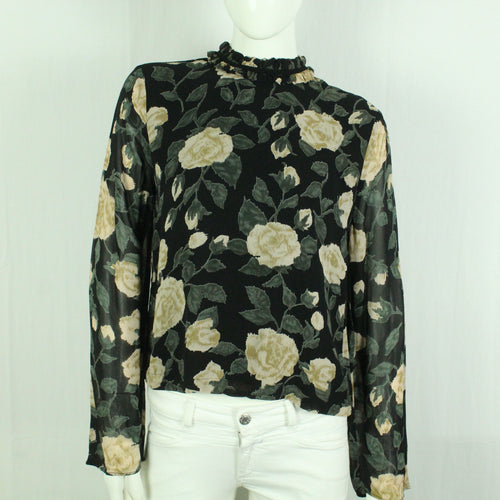 Second Hand GANNI Bluse Gr. 42 schwarz mehrfarbig geblümt (*)
