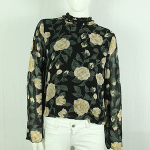 Second Hand GANNI Bluse Gr. 42 schwarz mehrfarbig geblümt (*)