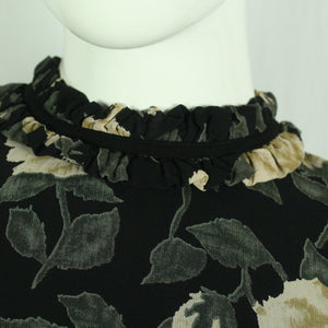 Second Hand GANNI Bluse Gr. 42 schwarz mehrfarbig geblümt (*)