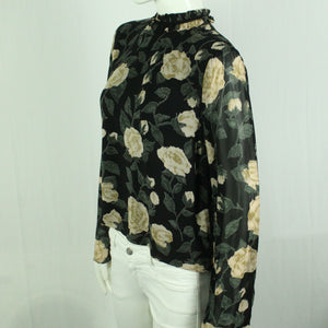 Second Hand GANNI Bluse Gr. 42 schwarz mehrfarbig geblümt (*)