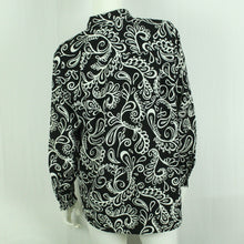Laden Sie das Bild in den Galerie-Viewer, Second Hand VISUAL CLOTHING Bluse Gr. M schwarz weiß gemustert (*)