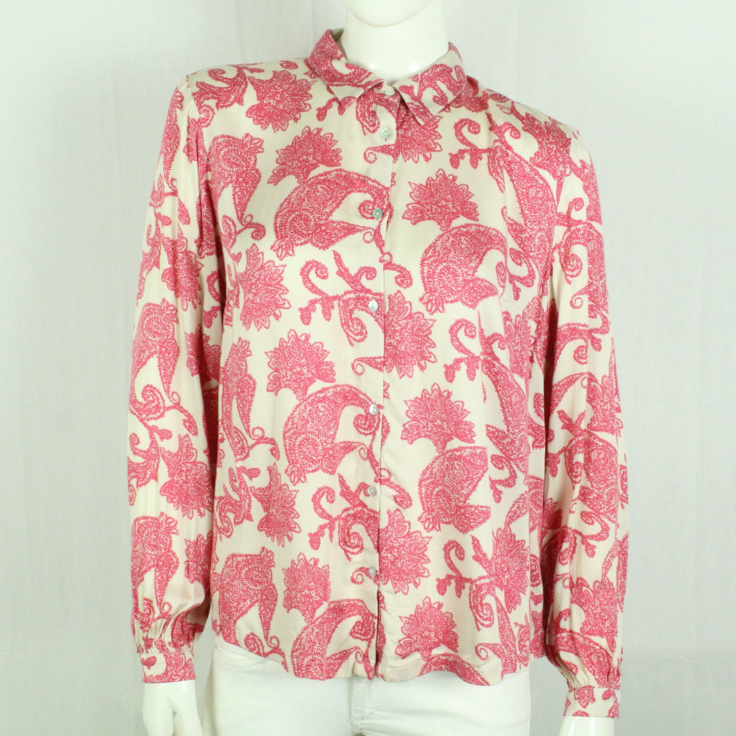 Second Hand INDISKA Bluse Gr. M beige pink gemustert (*)