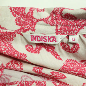 Second Hand INDISKA Bluse Gr. M beige pink gemustert (*)