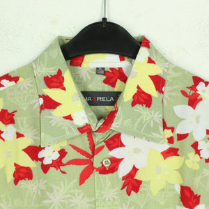 Vintage Hawaii Hemd Gr. XL grün bunt geblümt Palmen Aloha