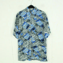 Laden Sie das Bild in den Galerie-Viewer, Vintage Hawaii Hemd Gr. M grau mehrfarbig Palmen Aloha 