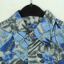 Laden Sie das Bild in den Galerie-Viewer, Vintage Hawaii Hemd Gr. M grau mehrfarbig Palmen Aloha