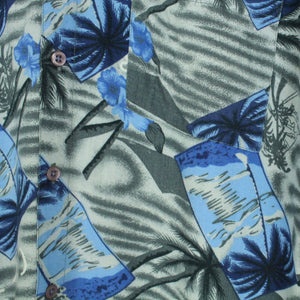 Vintage Hawaii Hemd Gr. M grau mehrfarbig Palmen Aloha