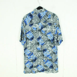 Vintage Hawaii Hemd Gr. M grau mehrfarbig Palmen Aloha 