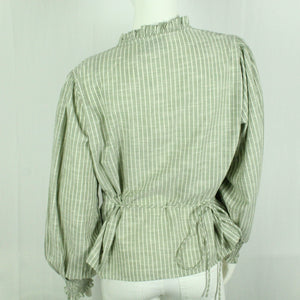 Second Hand NEO NOIR Wickelbluse Gr. L mint beige gestreift Bluse (*)