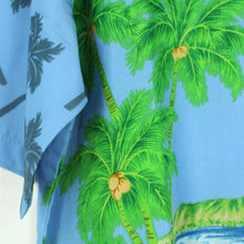 Laden Sie das Bild in den Galerie-Viewer, Vintage Hawaii Hemd Gr. XL blau bunt Palmen Strand