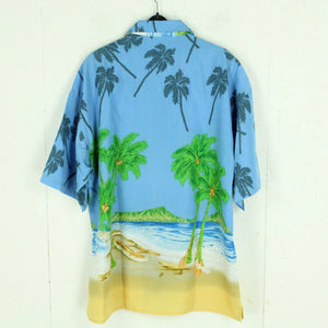 Vintage Hawaii Hemd Gr. XL blau bunt Palmen Strand
