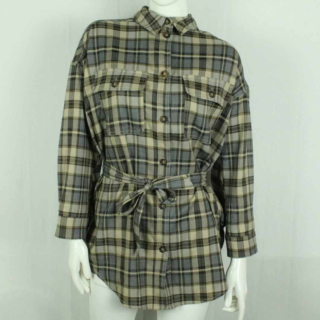 Second Hand CO'COUTURE Bluse Gr. S braun grau kariert (*)