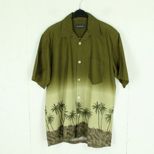 Vintage Hawaii Hemd Gr. M oliv mehrfarbig Palmen 