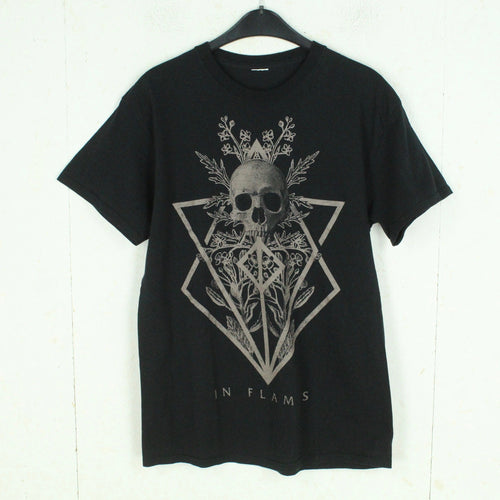 Vintage IN FLAMES T-Shirt Gr. L schwarz mit Print Logo und Totenkopf