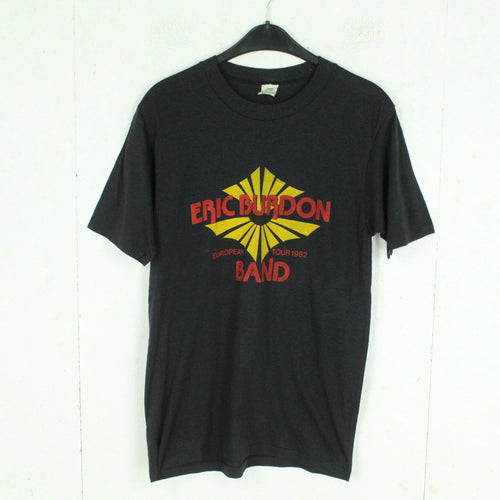 Vintage ERIC BURDON T-Shirt Gr. L schwarz mit Print EUROPEAN TOUR 1982