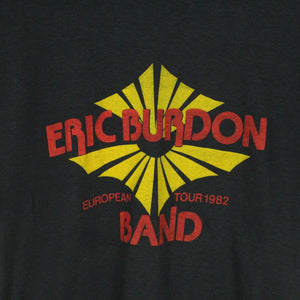 Vintage ERIC BURDON T-Shirt Gr. L schwarz mit Print EUROPEAN TOUR 1982