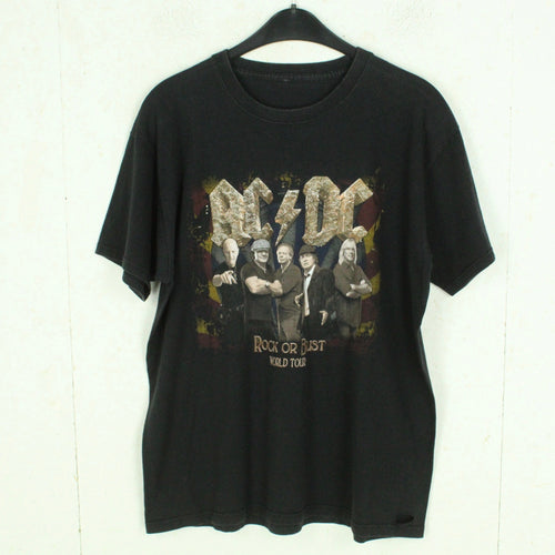 Vintage AC/DC T-Shirt Gr. L schwarz mit Print und Backprint Tour: ROCK OR BUST 2015