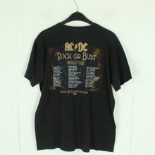 Laden Sie das Bild in den Galerie-Viewer, Vintage AC/DC T-Shirt Gr. L schwarz mit Print und Backprint Tour: ROCK OR BUST 2015