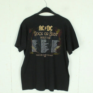 Vintage AC/DC T-Shirt Gr. L schwarz mit Print und Backprint Tour: ROCK OR BUST 2015