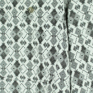 Vintage 90s Hemd Gr. M weiß schwarz Crazy Pattern langarm