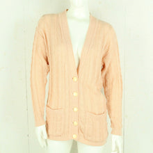 Laden Sie das Bild in den Galerie-Viewer, Vintage Cardigan Female Gr. L lachs uni Zopfmuster Strick