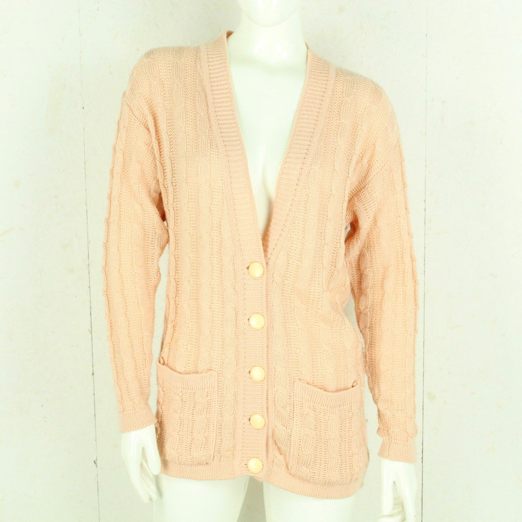 Vintage Cardigan Female Gr. L lachs uni Zopfmuster Strick