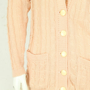 Vintage Cardigan Female Gr. L lachs uni Zopfmuster Strick