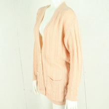 Laden Sie das Bild in den Galerie-Viewer, Vintage Cardigan Female Gr. L lachs uni Zopfmuster Strick