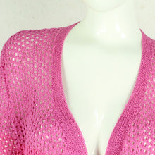 Laden Sie das Bild in den Galerie-Viewer, Vintage Cardigan Female Gr. M pink Glitzer Lochmuster Strick