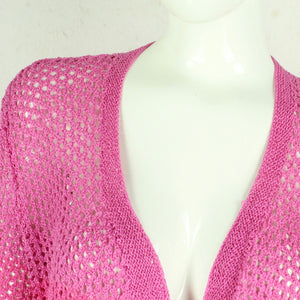 Vintage Cardigan Female Gr. M pink Glitzer Lochmuster Strick