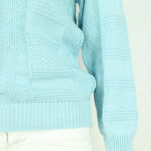Laden Sie das Bild in den Galerie-Viewer, Vintage Pullover Female Gr. M blau uni Strick