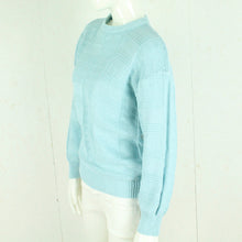 Laden Sie das Bild in den Galerie-Viewer, Vintage Pullover Female Gr. M blau uni Strick