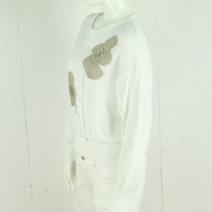 Vintage Pullover Female Gr. S weiß braun geblümt Strick