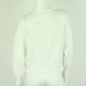 Vintage Pullover Female Gr. S weiß braun geblümt Strick