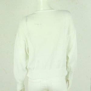 Vintage Pullover Female Gr. S weiß braun geblümt Strick