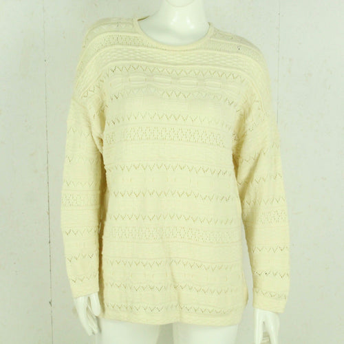 Vintage UNITED COLORS OF BENETTON Pullover Female Gr. S beige uni Lochmuster Strick