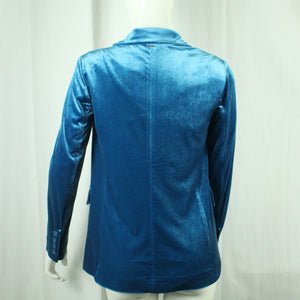 Second Hand SILVIAN HEACH Samtblazer Gr. S blau uni Samt Blazer Jacke (*)