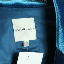 Laden Sie das Bild in den Galerie-Viewer, Second Hand SILVIAN HEACH Samtblazer Gr. S blau uni Samt Blazer Jacke (*)
