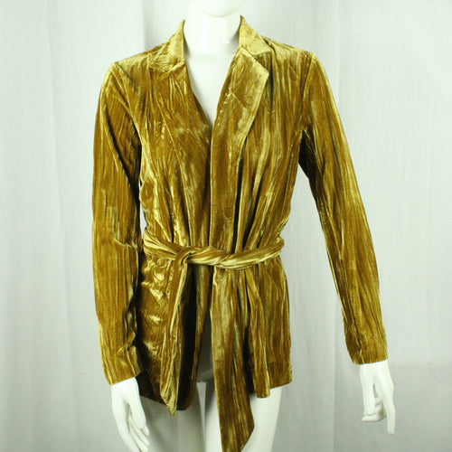 Second Hand Samtblazer Gr. M senfgelb uni Samt Blazer Jacke (*)