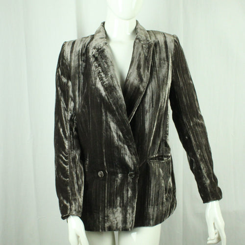 Second Hand H&M Samtblazer Gr. 40 braun uni Samt Blazer Jacke (*)